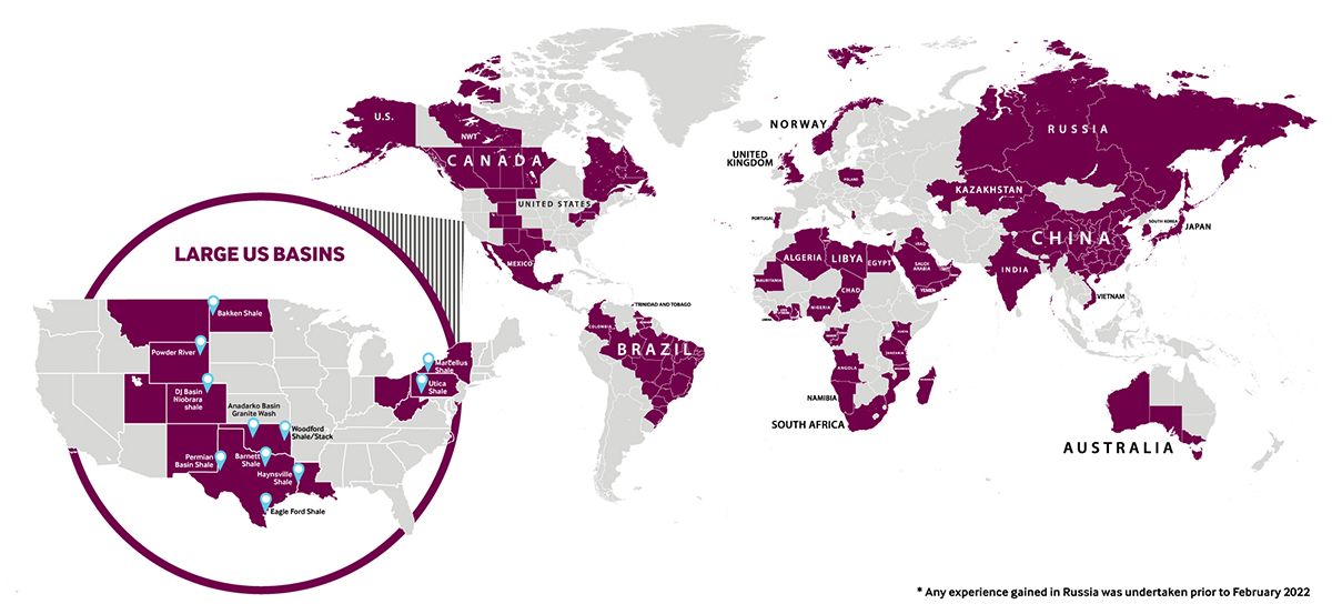Wellsite expertise by country