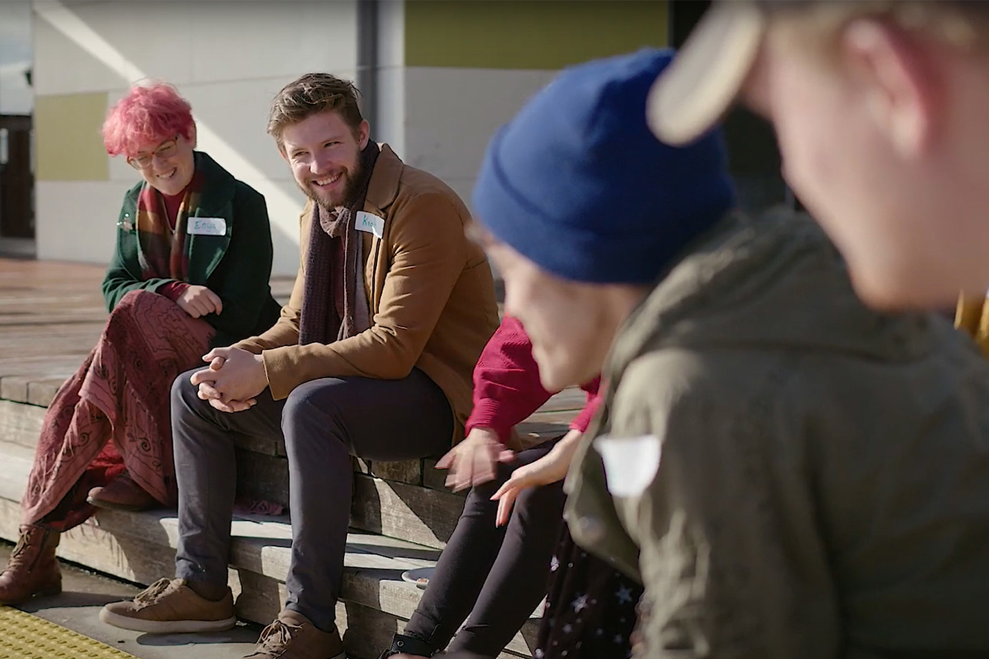 TasNetworks Youth Panel sitting on steps