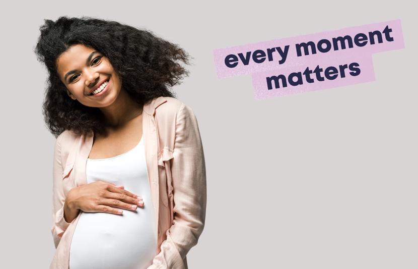 Every Moment Matters campaign (pregnant lady smiles at the camera
