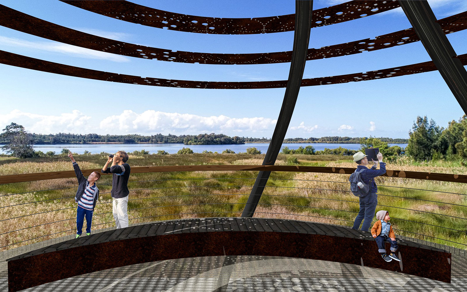FAST project - Artist's impression of new viewing platform overlooking Belmont Lagoon