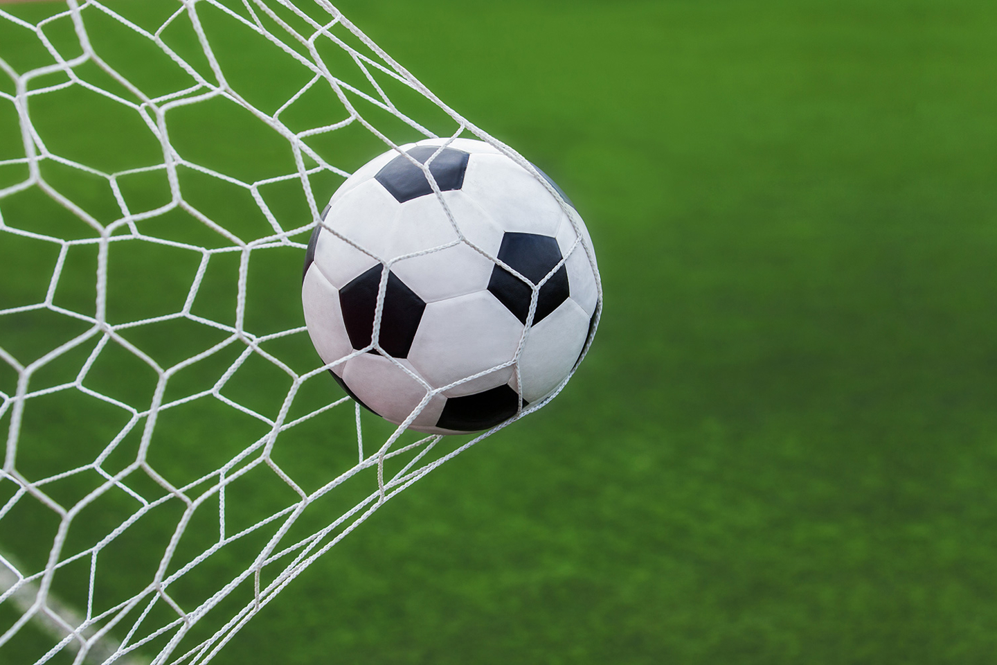 Soccer ball in goal net