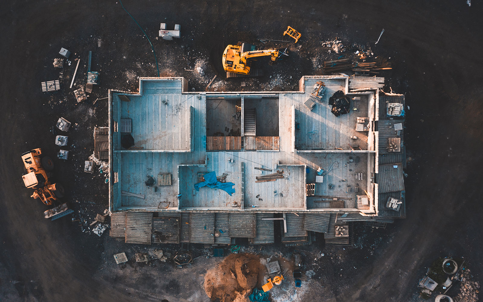Aerial view of a construction site