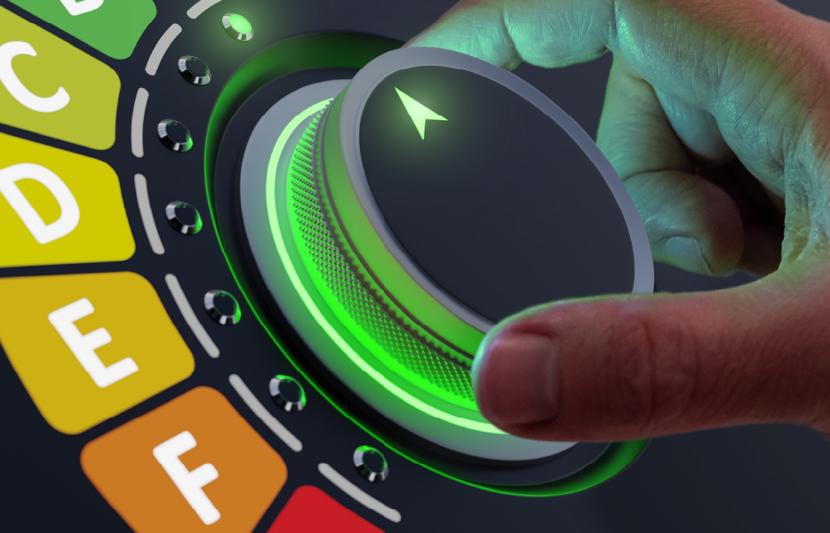 Dial to show energy efficiency and energy performance