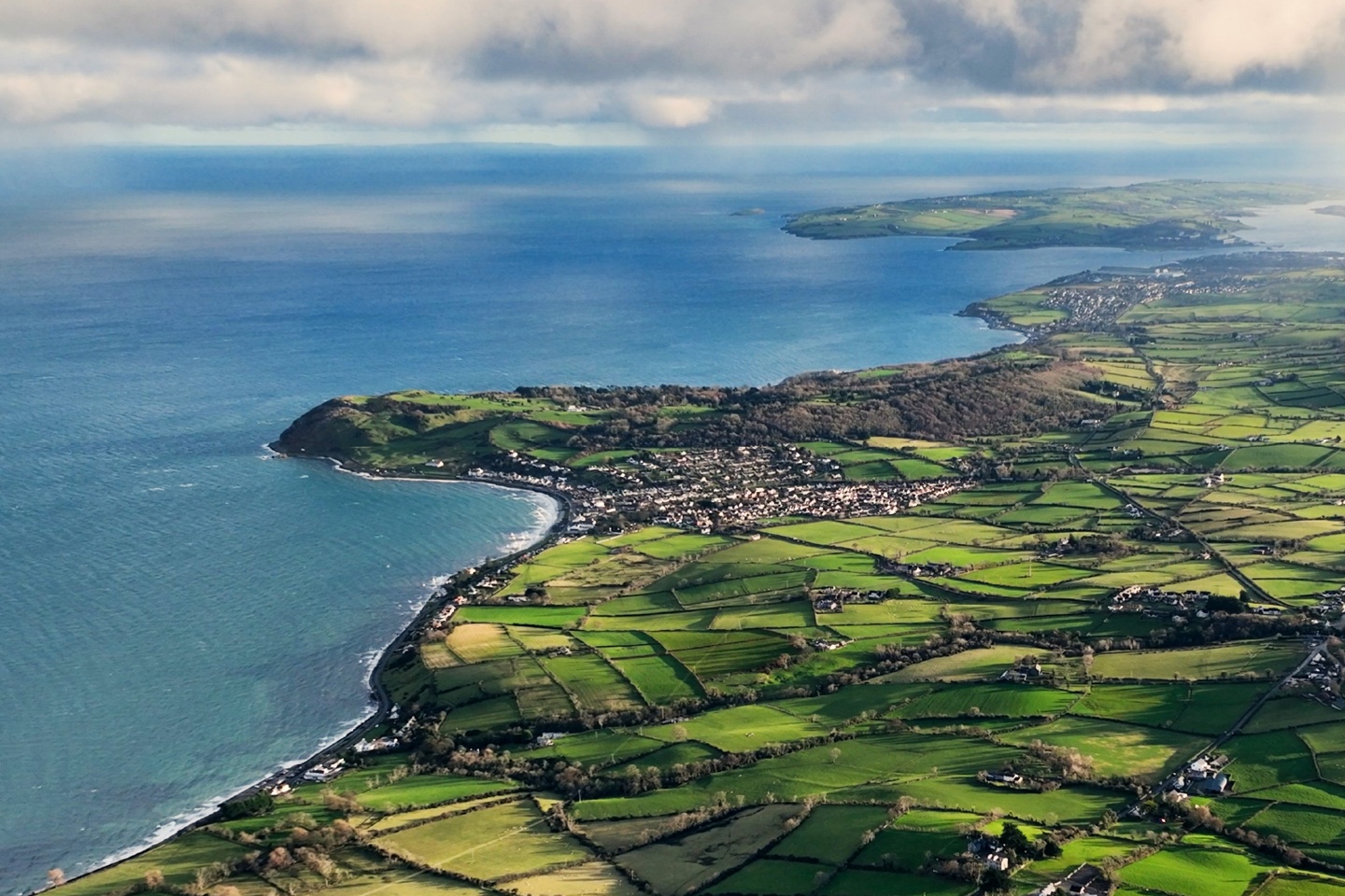 Aerial view of Co Antrim Northern Ireland Coastline