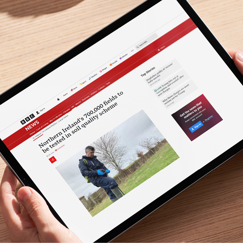 Image of the BBC article on the AFBI Soil Sampling project