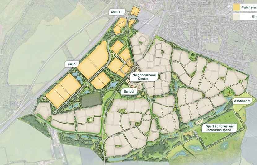 Site plan of the Residential area and Business Park in Fairham, Nottingham