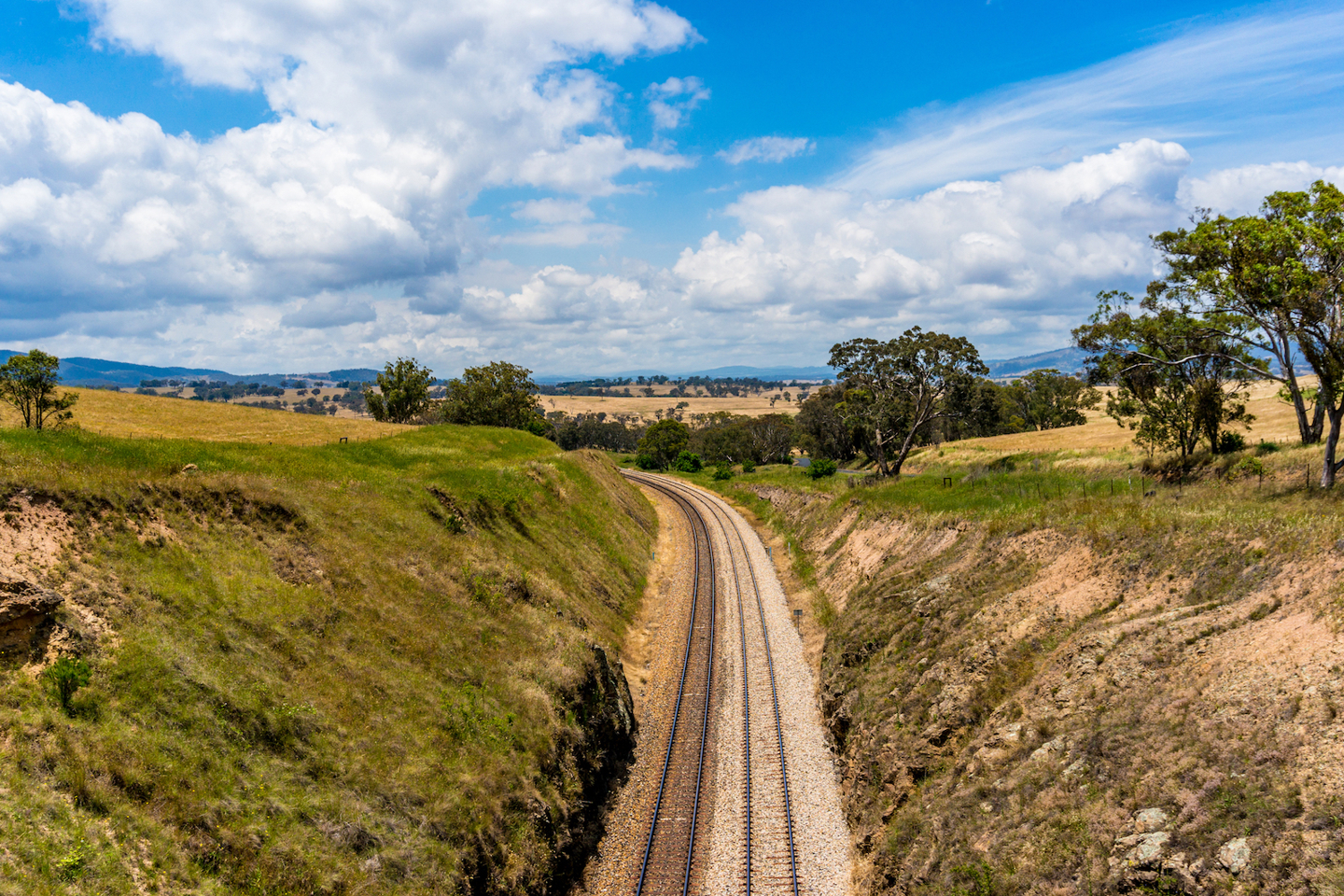 Inland Rail train tracks through country Australia
