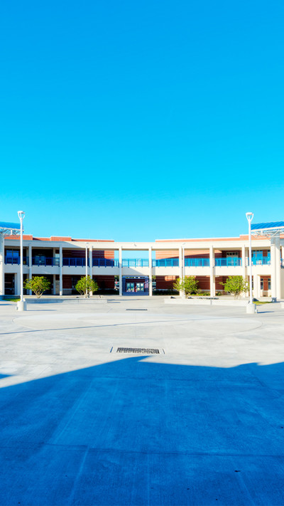 View of a high school from the front