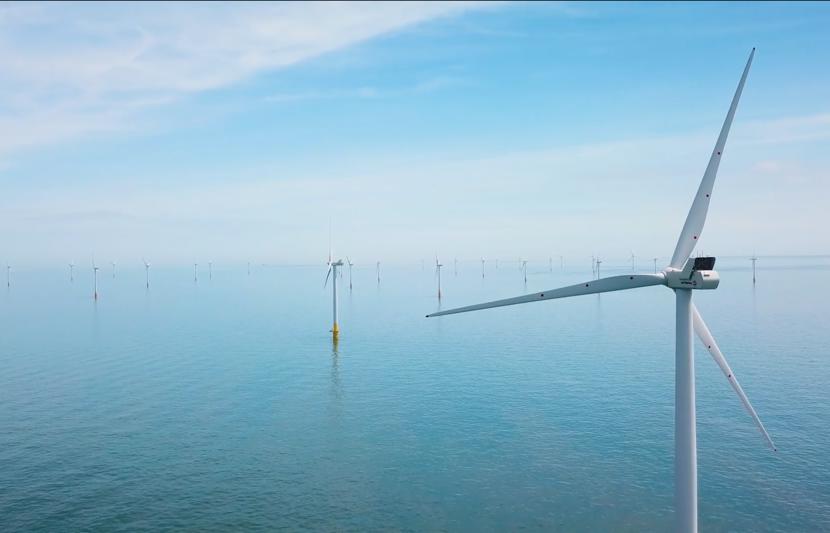 A view of wind turbines offshore wind farm