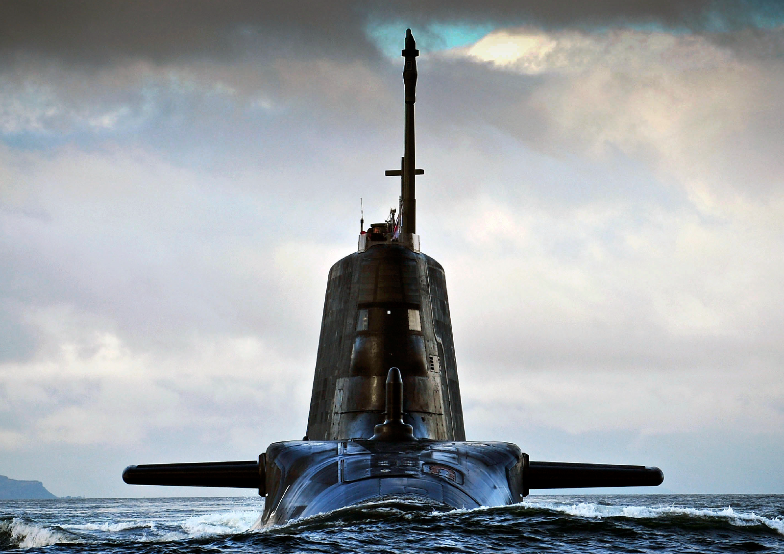 Maritime combat ship in the ocean. 