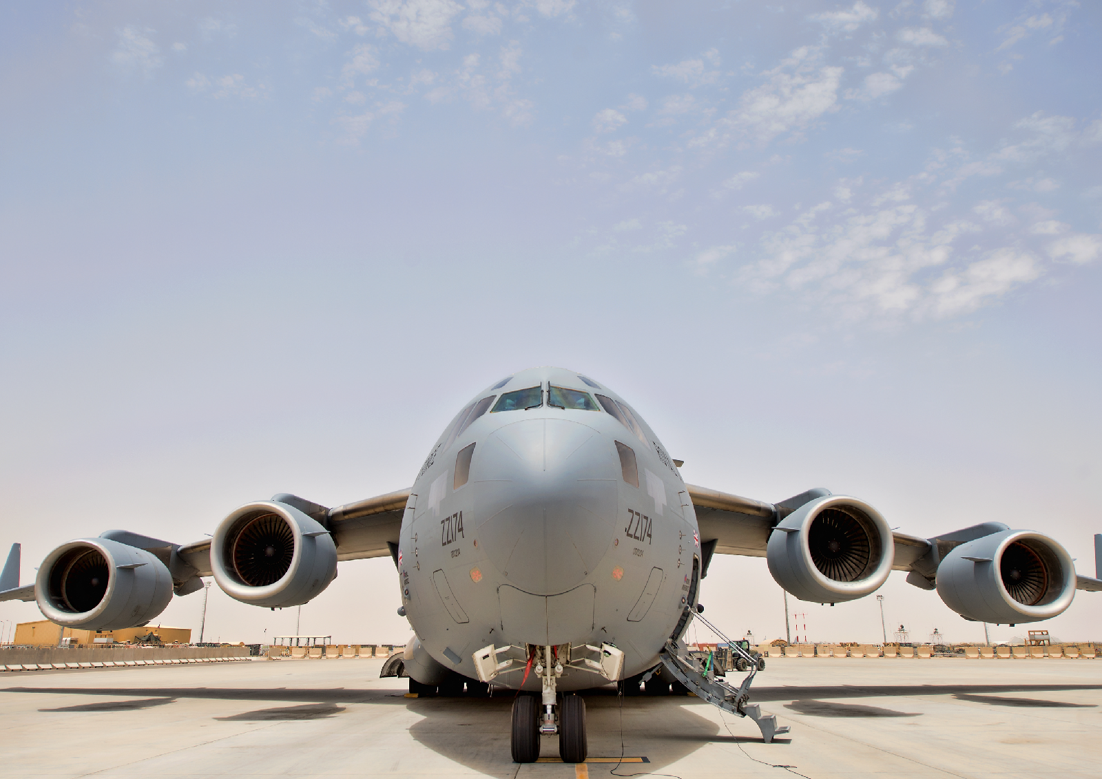 Aviation aircraft on landing strip. 