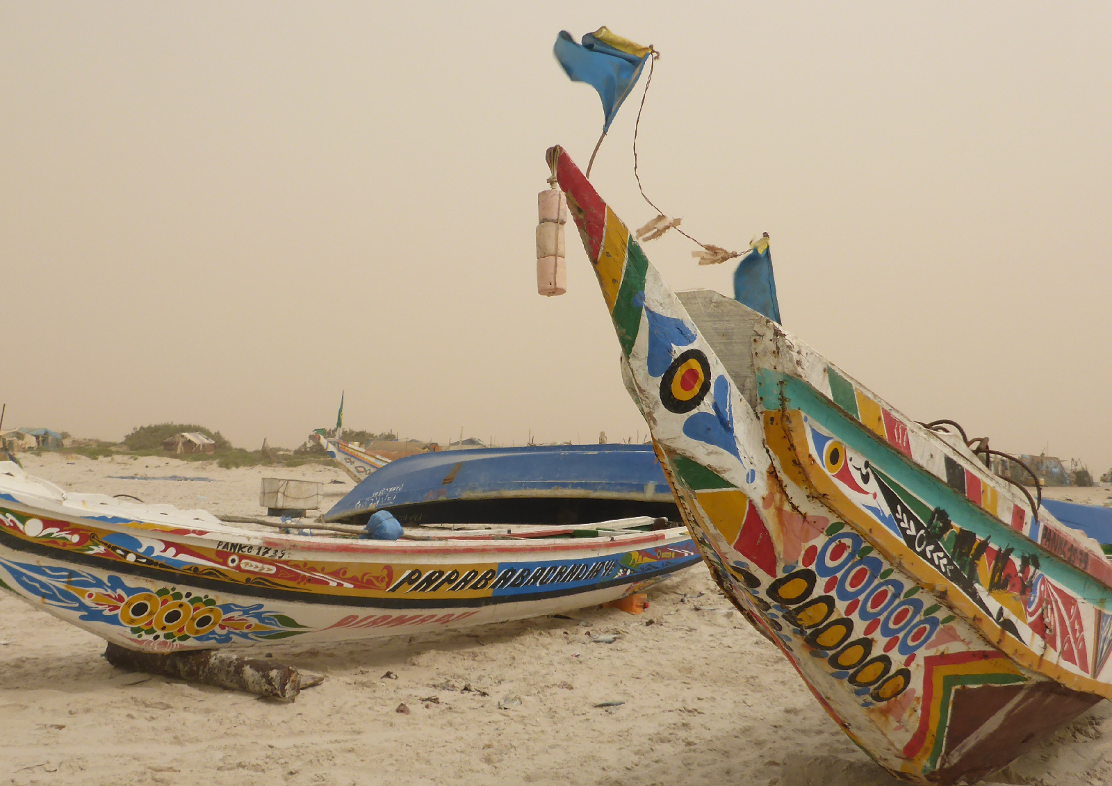 Mauritania boats set up on the beach