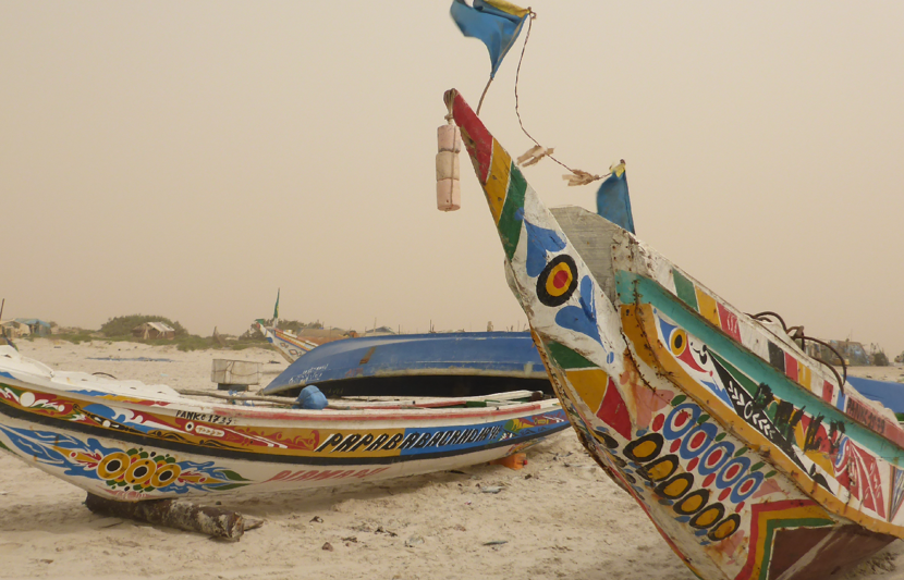 Mauritania boats set up on the beach