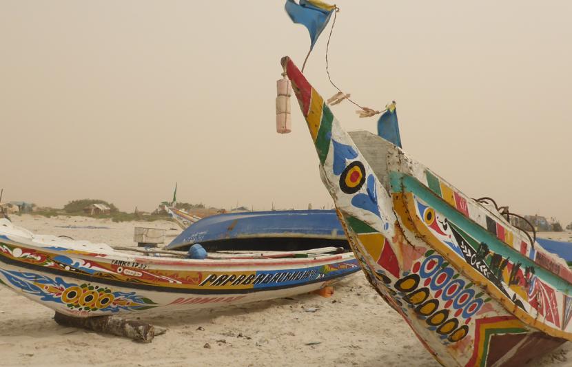 Mauritania boats set up on the beach