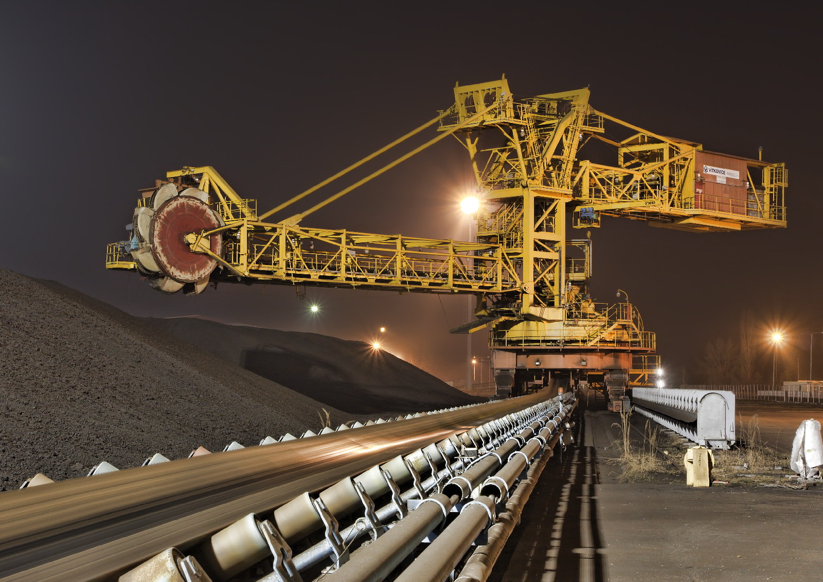 Cranes at work in a power station facility. 