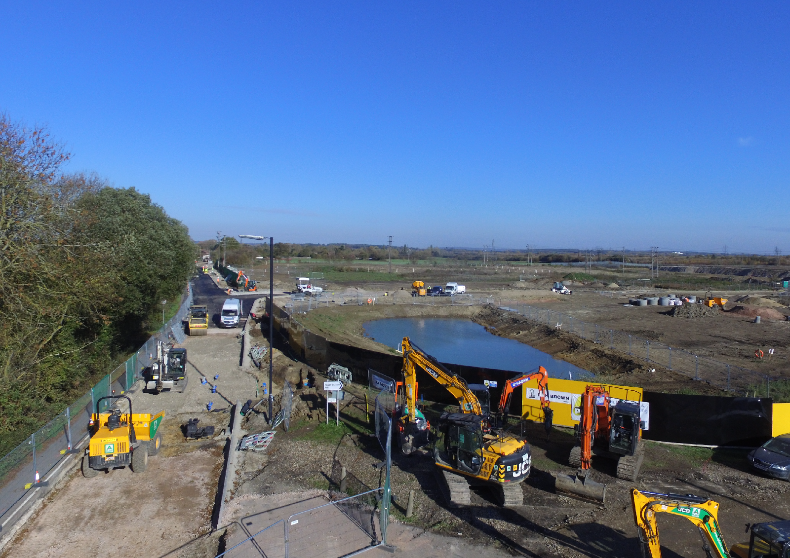 Construction vehicles working on site  