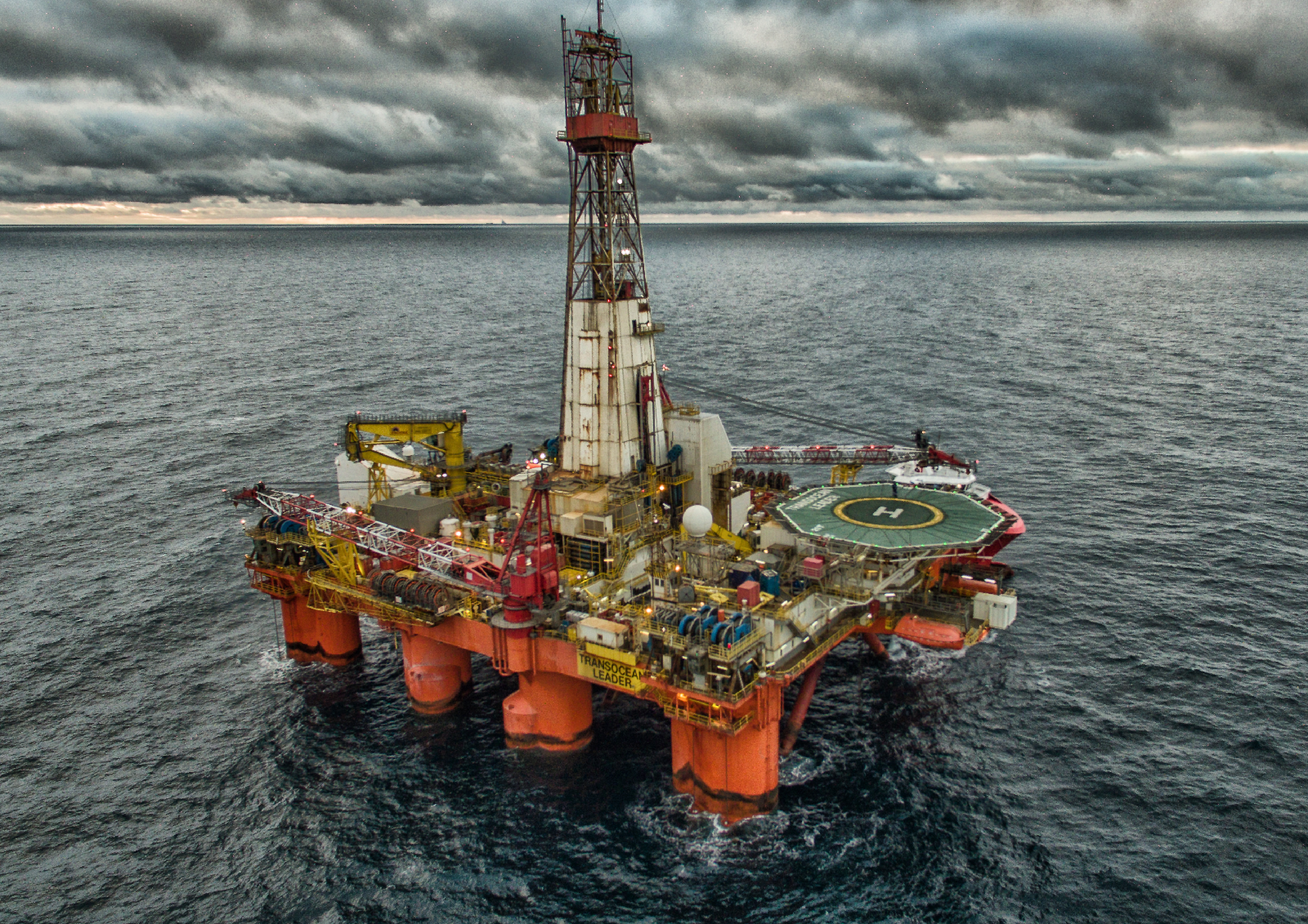 An offshore drilling site. 