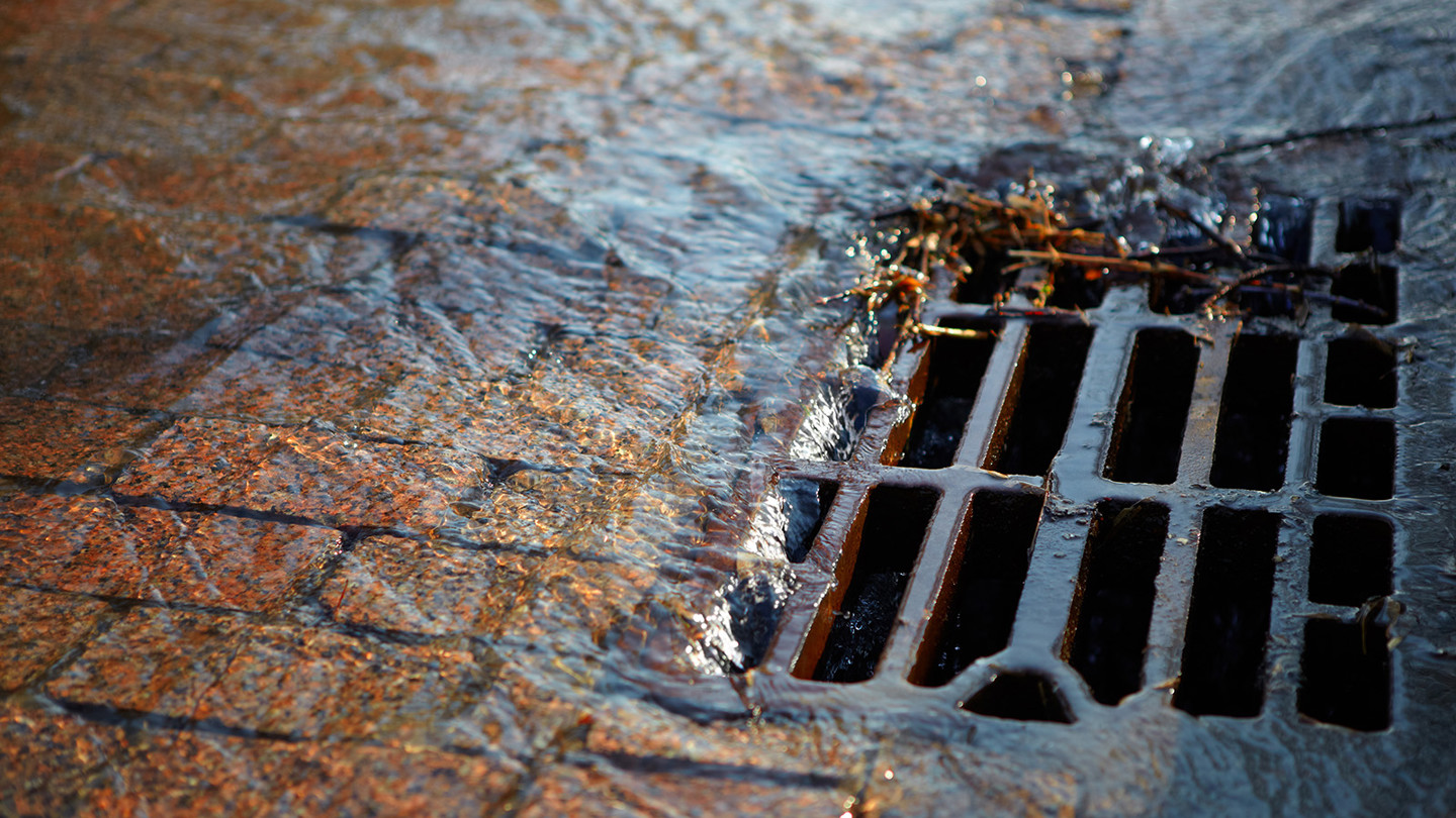Water flowing into a drain