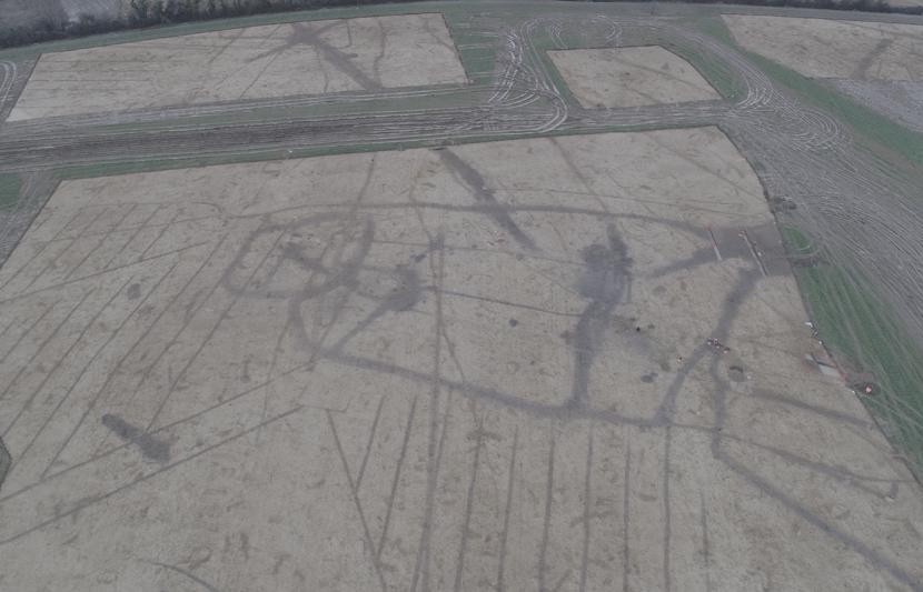 Aerial view of the school development in Bishops Stortford that requires archaeological evaluation trenching