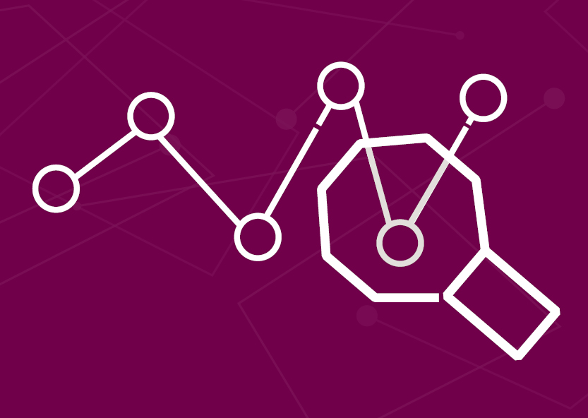 Graphic showing magnifying glass over data pattern