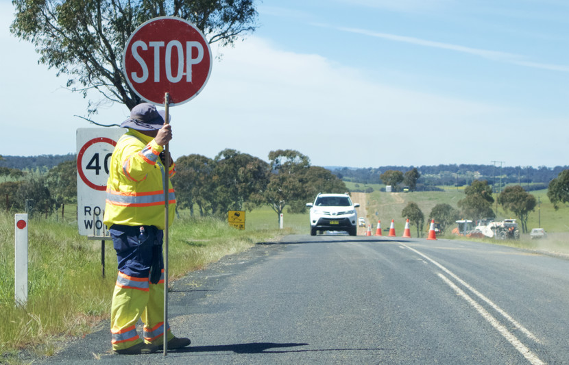 Traffic management controller on Australian highway.