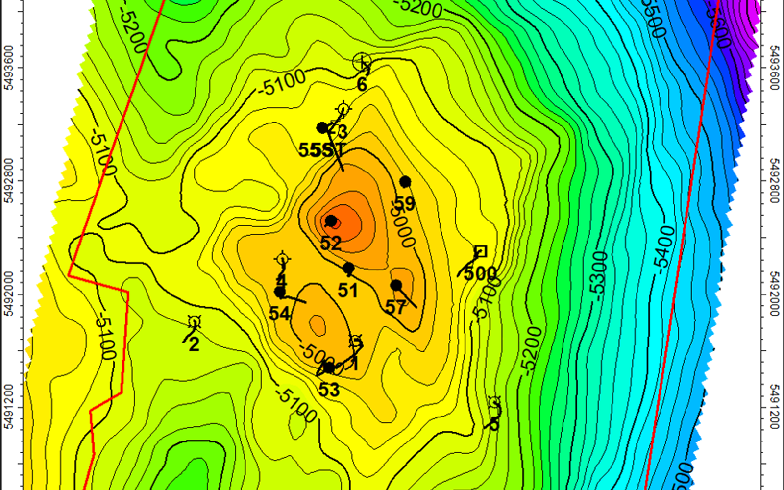 Diagram of a Depth Structure of Carbonate Reservoir for DTEK seismic project