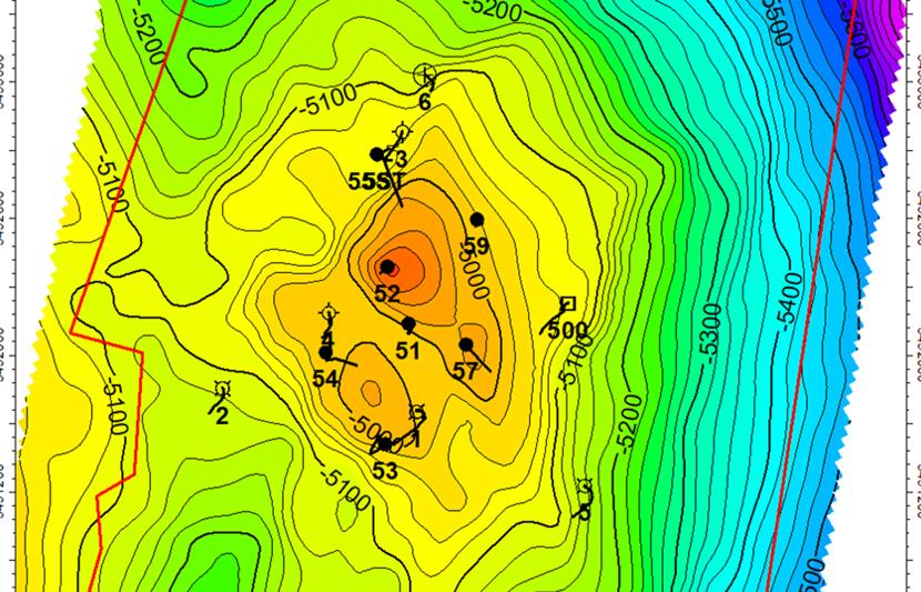 Diagram of a Depth Structure of Carbonate Reservoir for DTEK seismic project