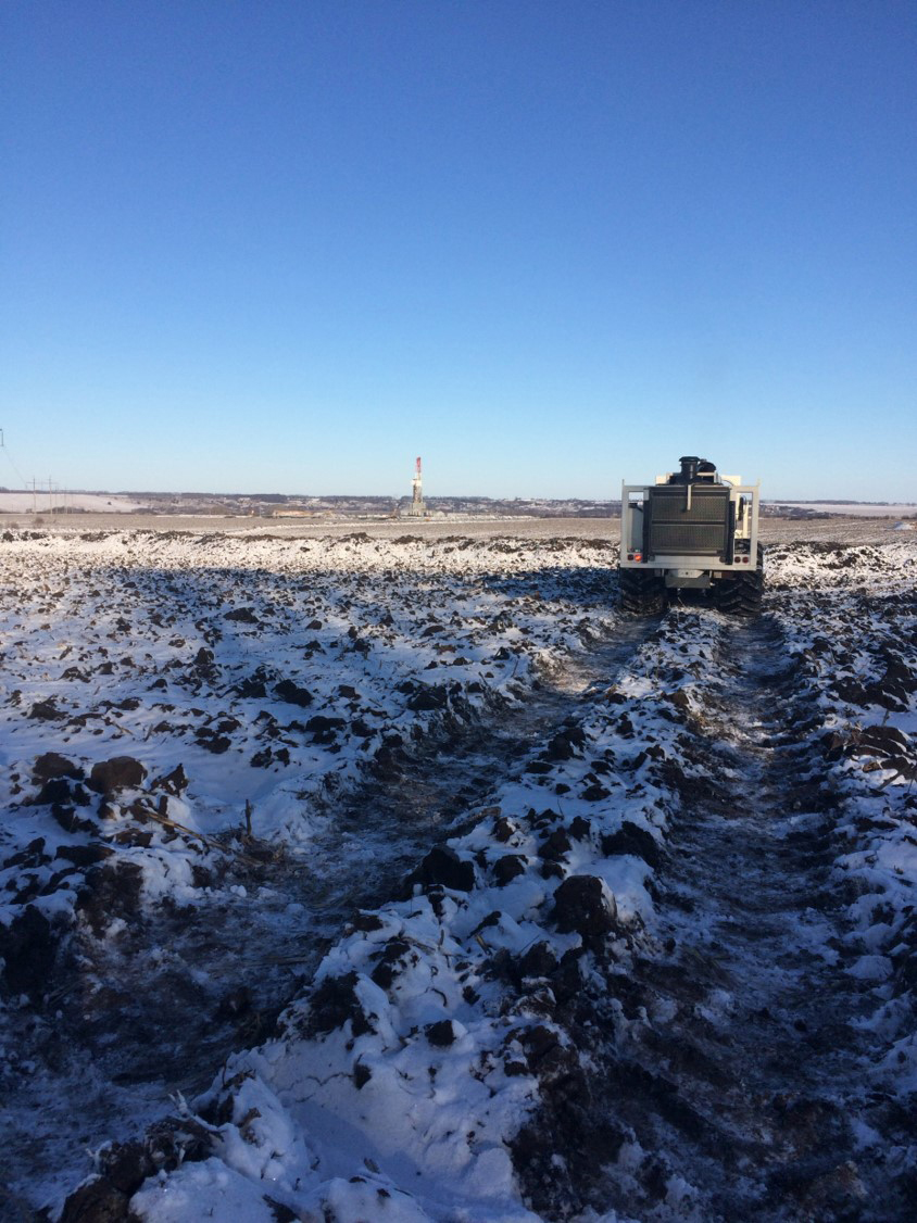 rough terrain fo vibrose trucks on DTEK seismic project