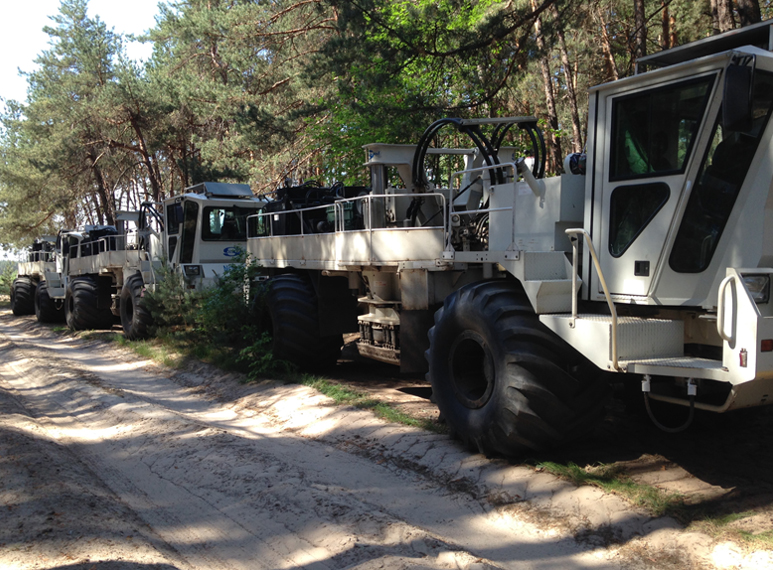 Vibrose trucks on DTEK seismic project