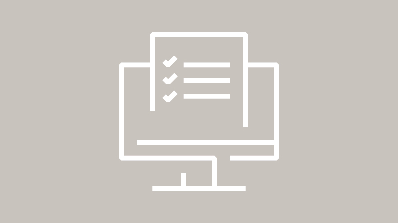 Monitor and report: Performance in use icon of outline of report and computer 