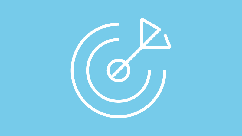 Set Strategy and Define the Brief - an icon of a target with an arrow hitting bullseye 