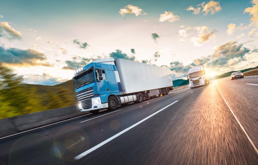 Trucks driving on motorway