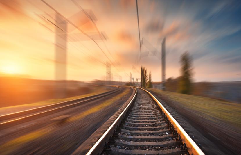 Blurred image of a train railway