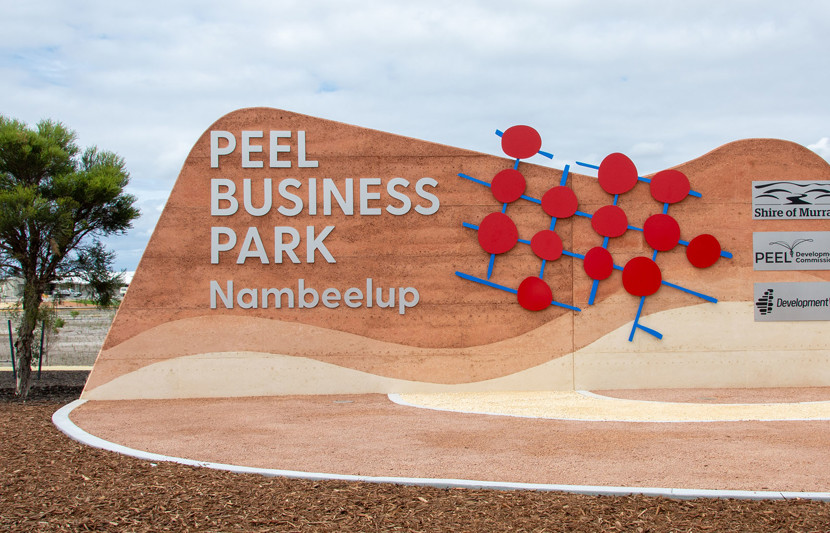 Entrance sign at Peel Business Park in WA