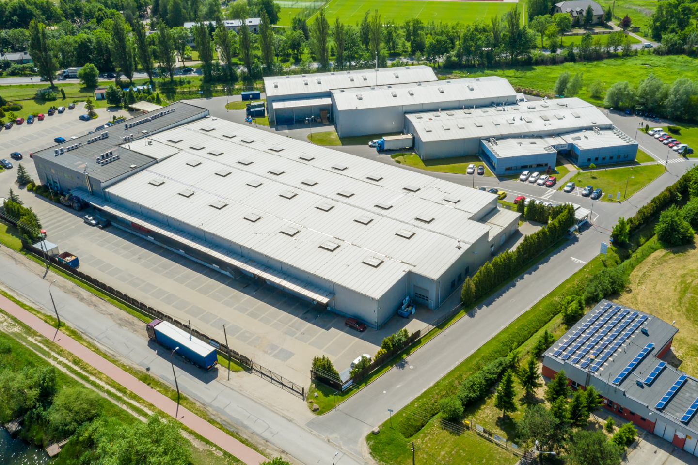 Aerial view of a logistics centre