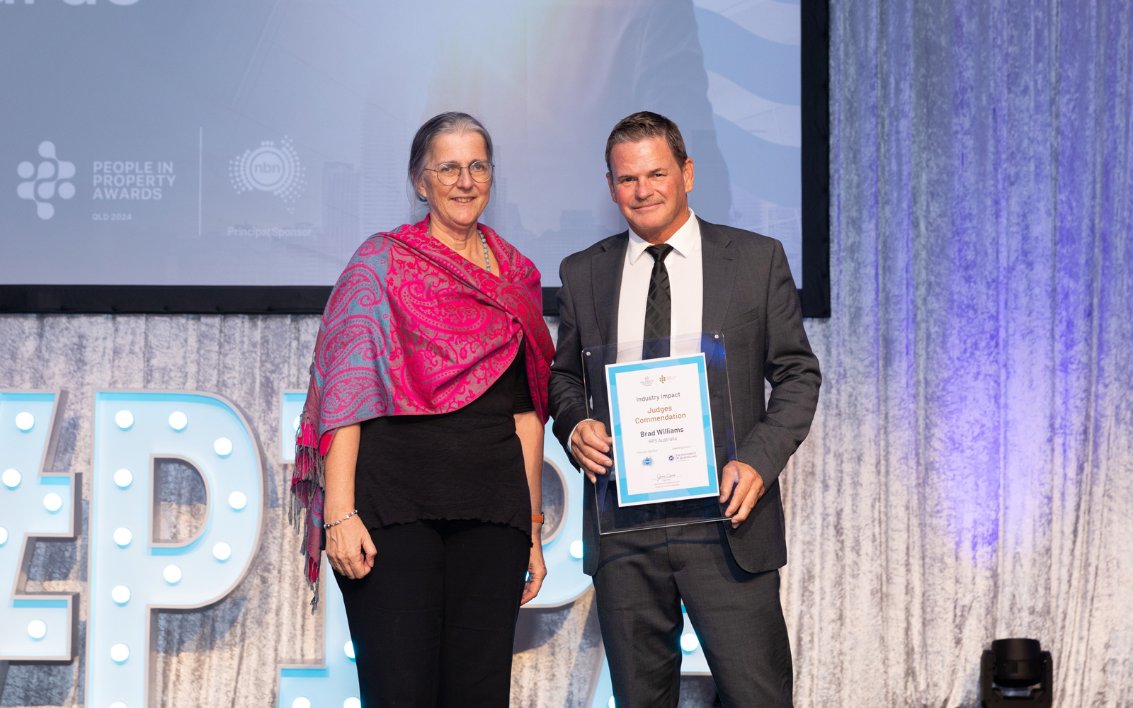 RPS’ General Manager – Sunshine Coast, Brad Williams at the 2024 People in Property Awards 