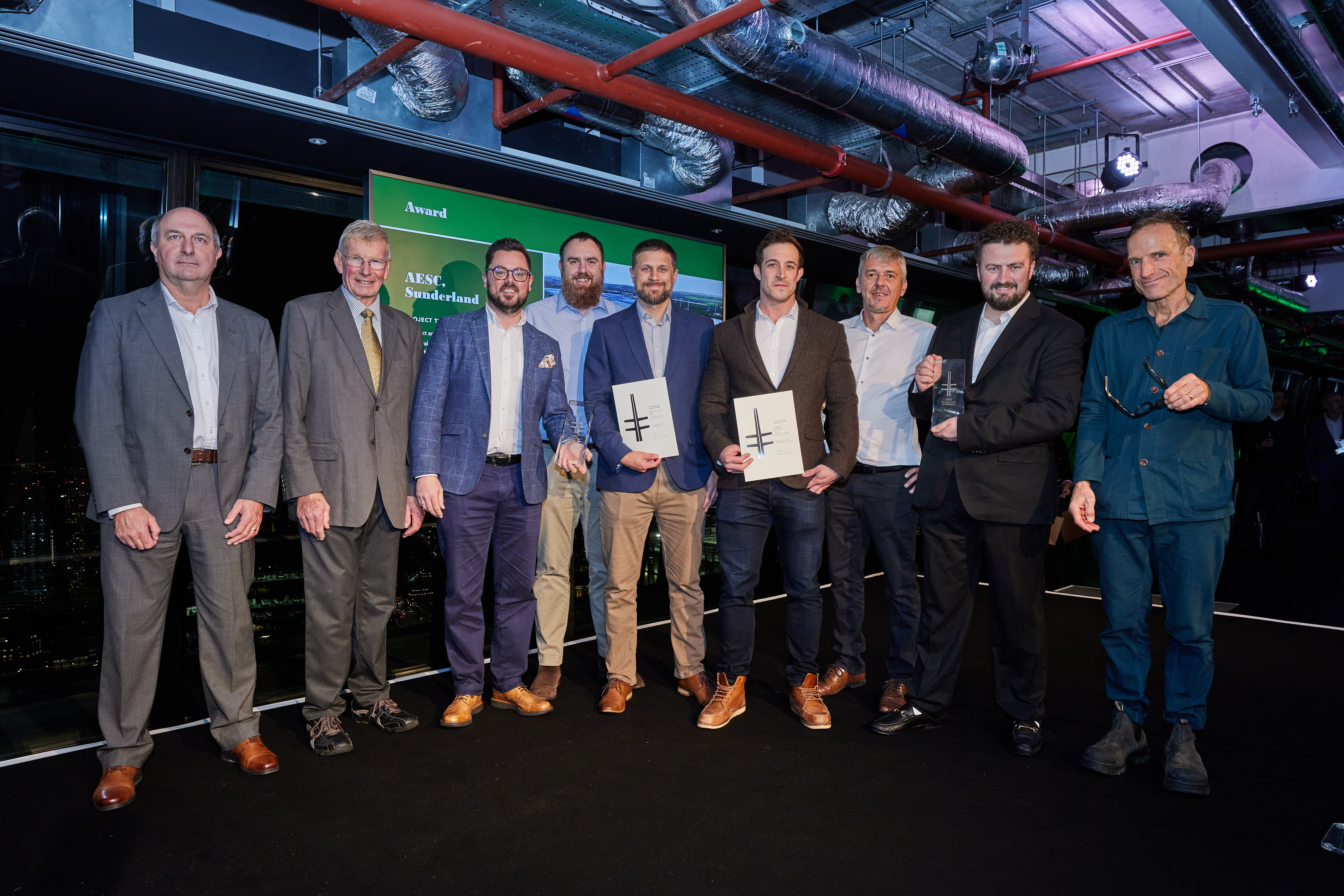 Project team winning award for the AESC Sunderland project 