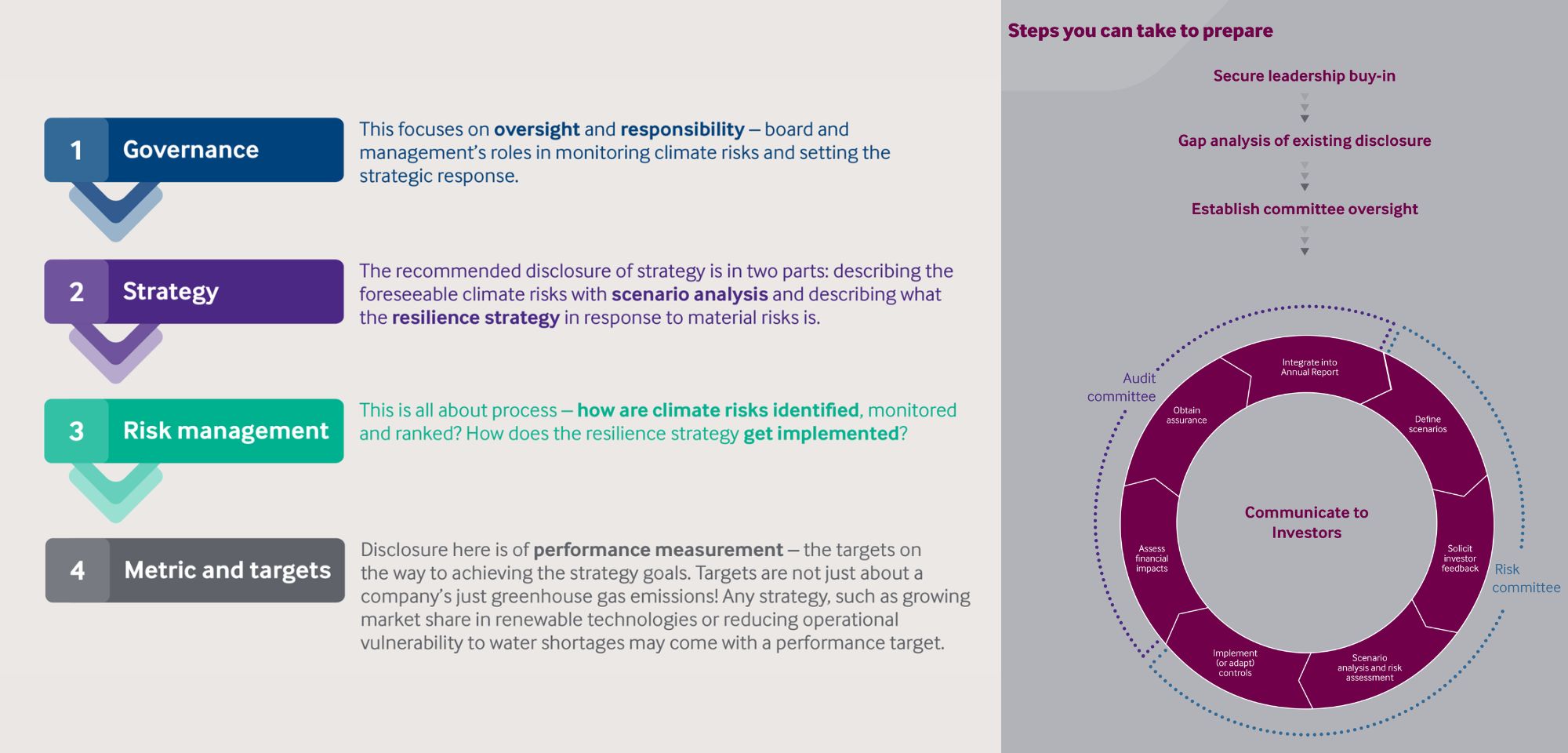 Two graphs outlining the TCFD Approach.