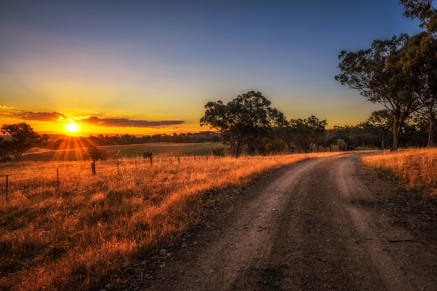 Australian Rural Countryside Sunset Scene