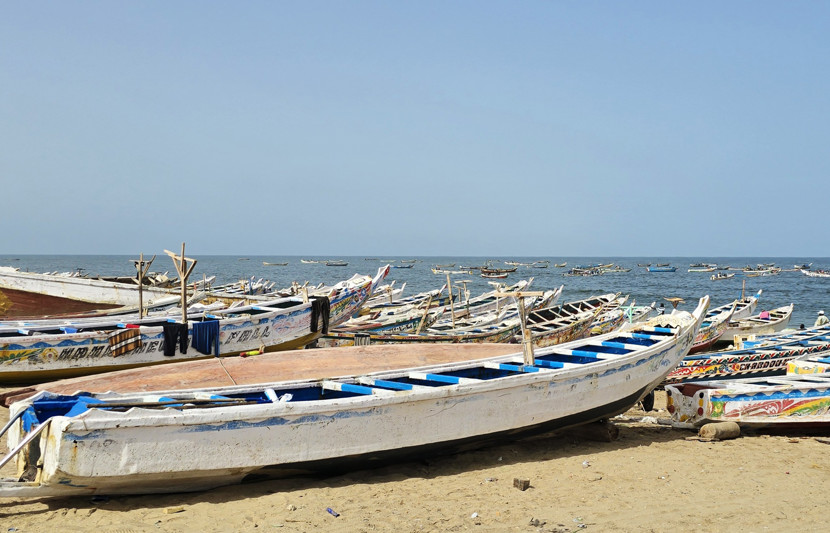 Beach and boats in Mauritania