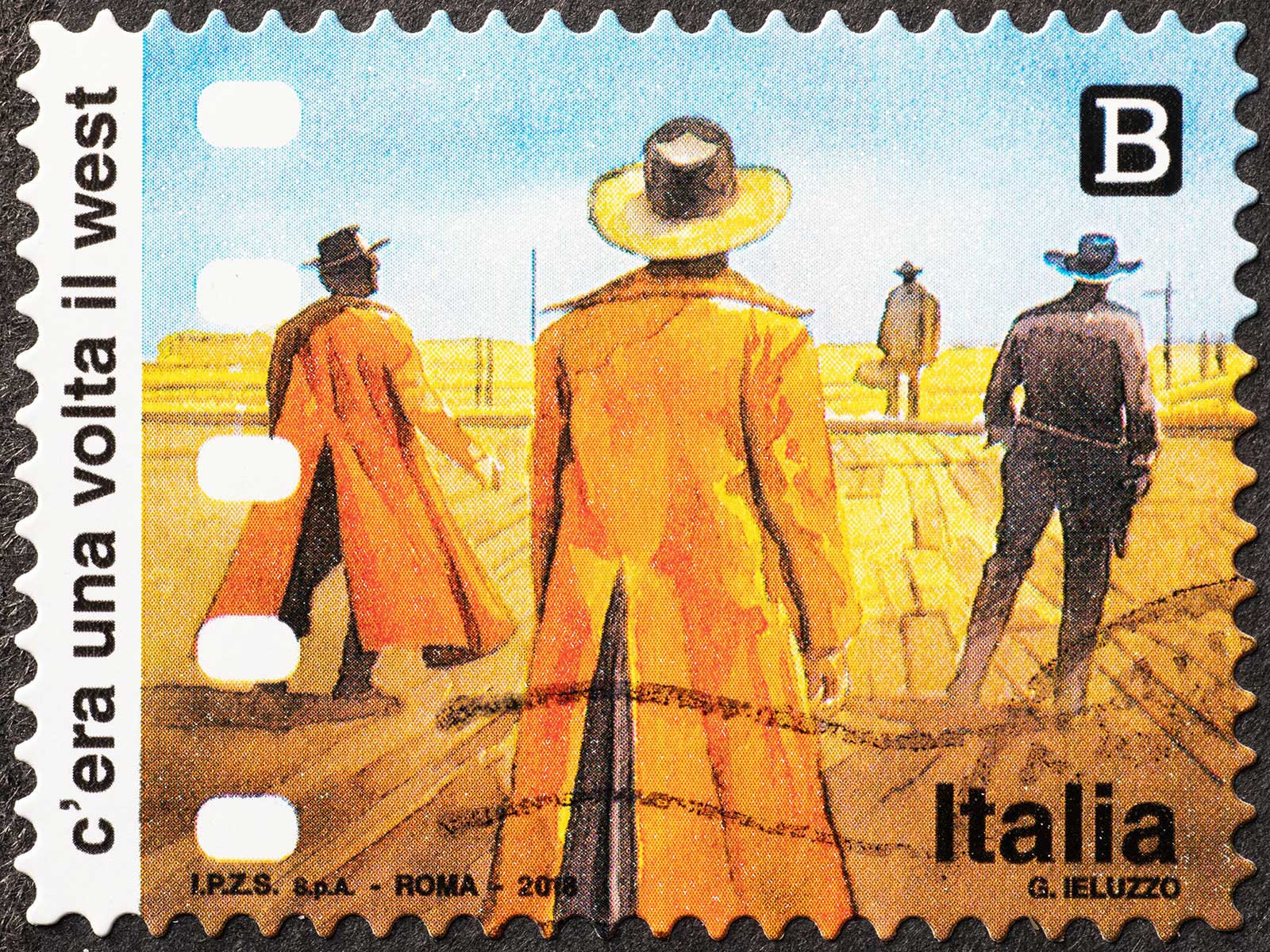 Stamp featuring a scene from the movies, Once Upon a Time in the West